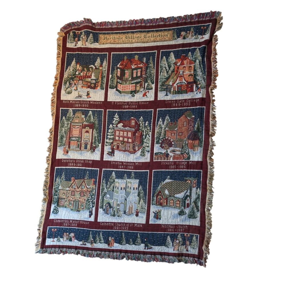 Dept 56 Heritage Village Tapestry Throw Blanket Woven blanket LMTD Edition USA